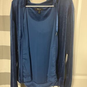 Hype Blue Velvet Hoodie and Tank Set